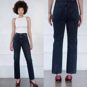 Goldsign Martin Ultra High Rise Denim wide Leg‎ Jeans Studio Black Sz 32 New